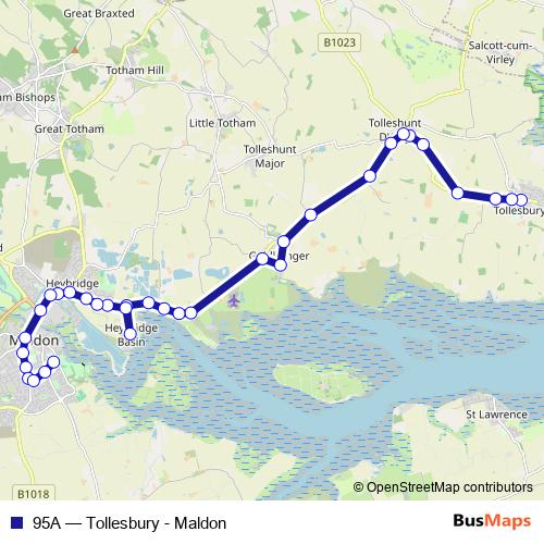 95A bus Line Map