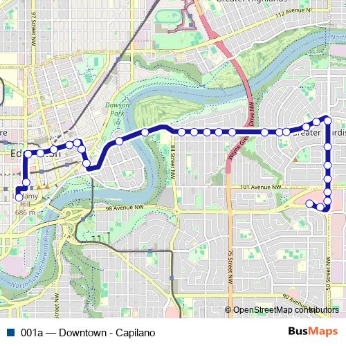 001a bus Line Map