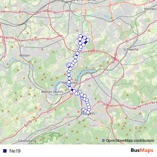 Ne19 bus Line Map