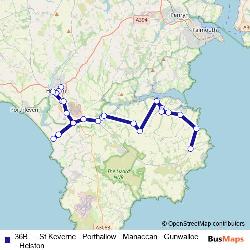 36B bus Line Map