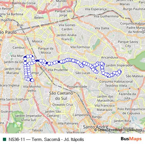 N536-11 bus Line Map