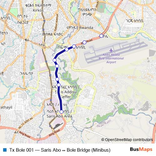 Tx Bole 001 bus Line Map