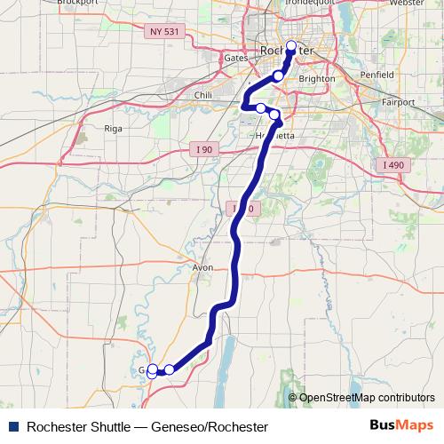 Rochester Shuttle bus Line Map