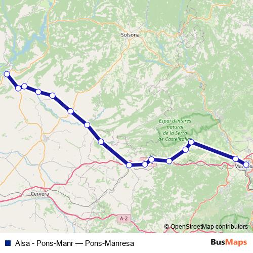 Alsa - Pons-Manr bus Line Map