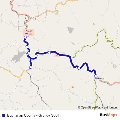 Buchanan County - Grundy South bus Line Map