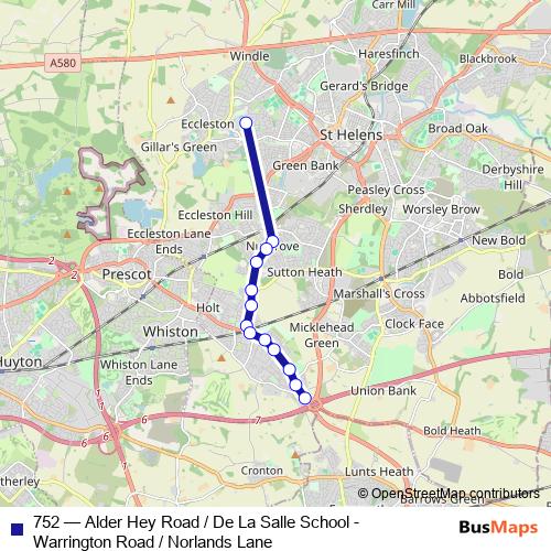752 bus Line Map
