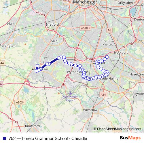 752 bus Line Map