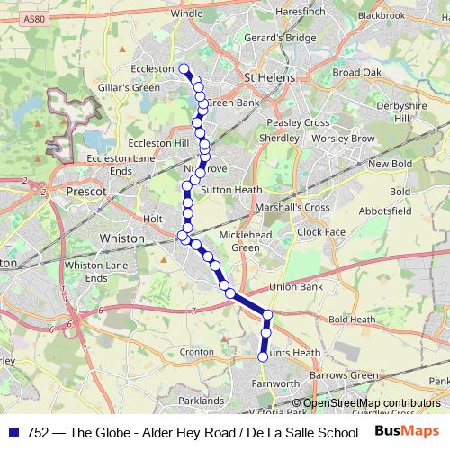 752 bus Line Map