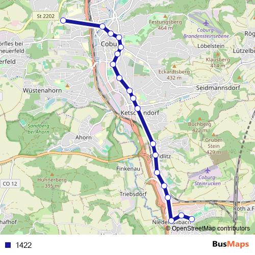 1422 bus Line Map