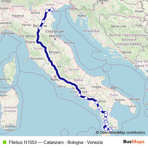 Flixbus N1553 bus Line Map