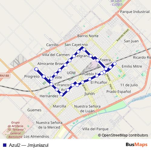 Azul2 bus Line Map