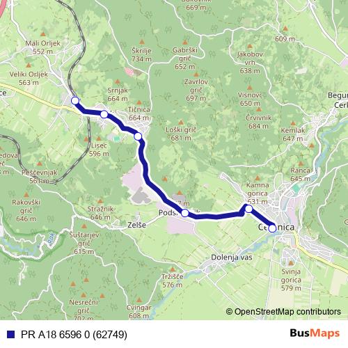 PR A18 6596 0 (62749) bus Line Map