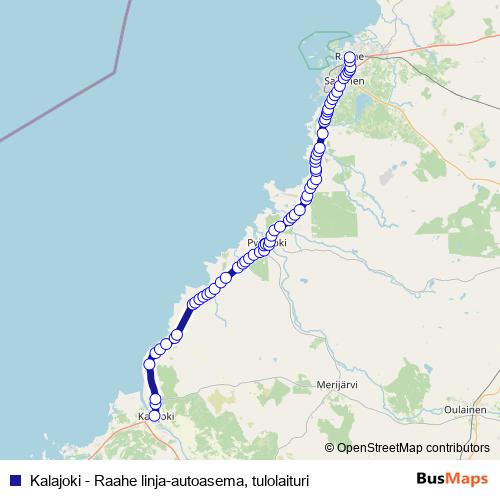 Kalajoki - Raahe linja-autoasema, tulolaituri bus Line Map
