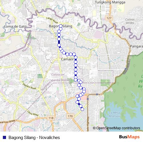 Bagong Silang - Novaliches bus Line Map