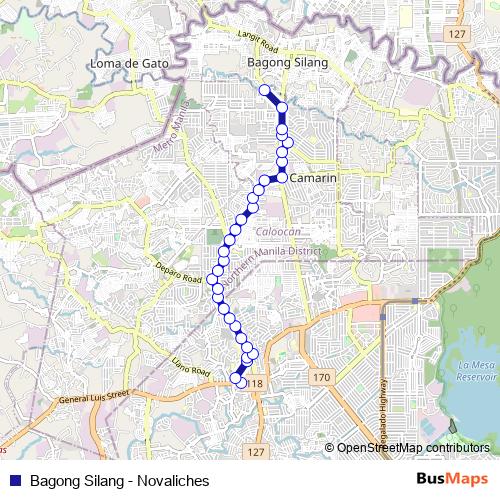 Bagong Silang - Novaliches bus Line Map