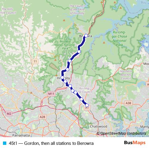 45t1 bus Line Map