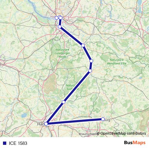 ICE 1583 rail Line Map