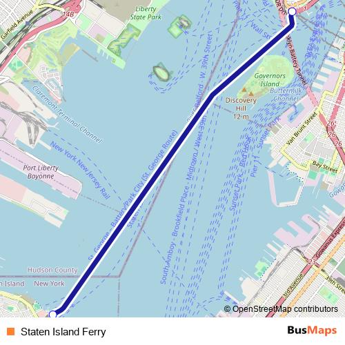 Staten Island Ferry ferry Line Map