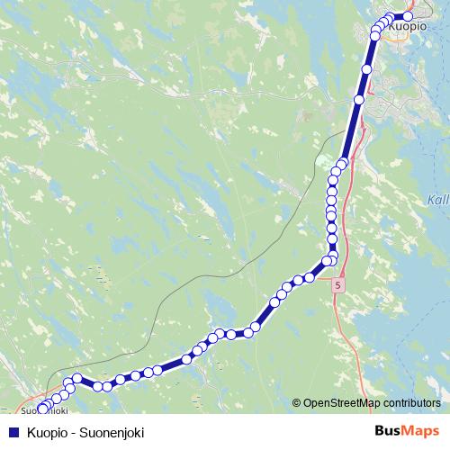 Kuopio - Suonenjoki bus Line Map
