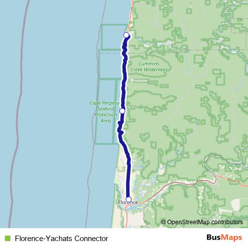 Florence-Yachats Connector bus Line Map