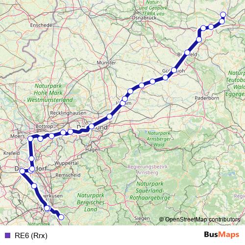 RE6 (Rrx) rail Line Map