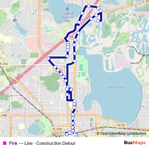 Pink bus Line Map