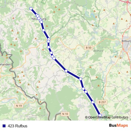 423 Rufbus bus Line Map