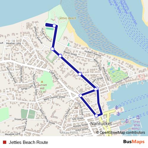 Jetties Beach Route bus Line Map