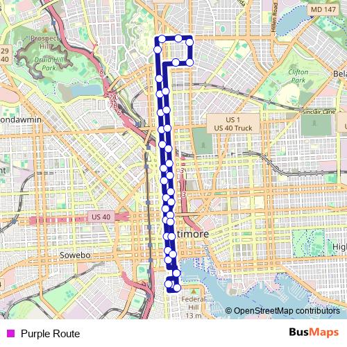 Purple Route bus Line Map