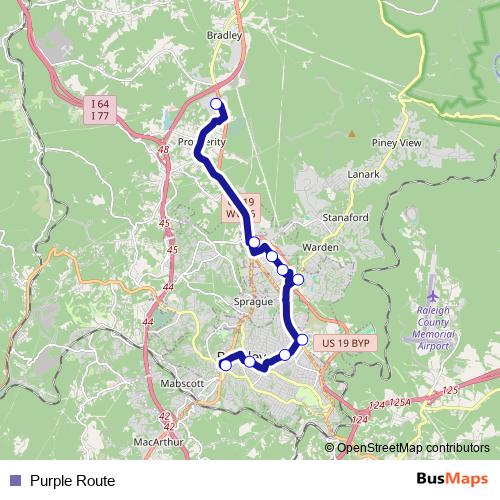Purple Route bus Line Map