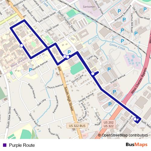 Purple Route bus Line Map