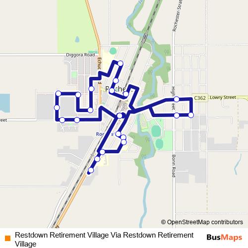 Restdown Retirement Village Via Restdown Retirement Village bus Line Map