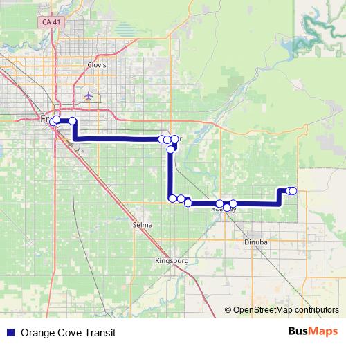 Orange Cove Transit bus Line Map