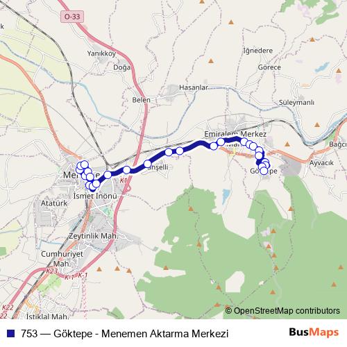 753 bus Line Map