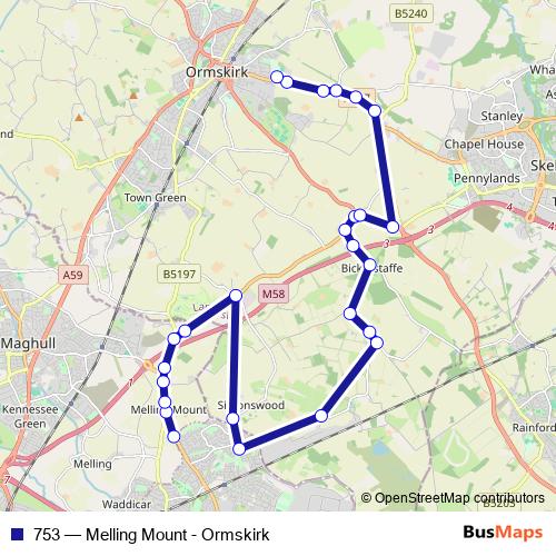 753 bus Line Map