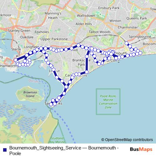 Bournemouth_Sightseeing_Service bus Line Map