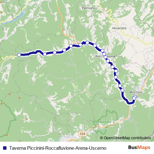 Taverna Piccinini-Roccafluvione-Arena-Uscerno bus Line Map