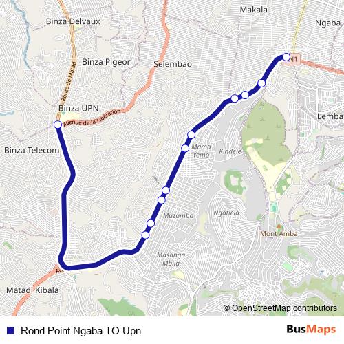 Rond Point Ngaba TO Upn bus Line Map