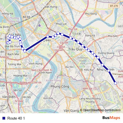 Route 40 1 bus Line Map