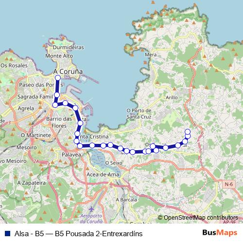 Alsa - B5 bus Line Map