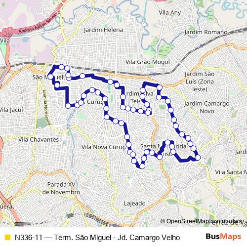 N336-11 bus Line Map