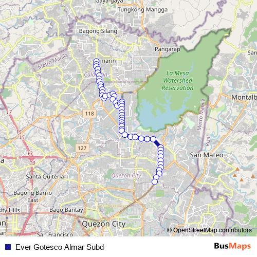 Ever Gotesco Almar Subd bus Line Map