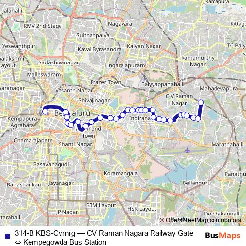 314-B KBS-Cvrnrg bus Line Map