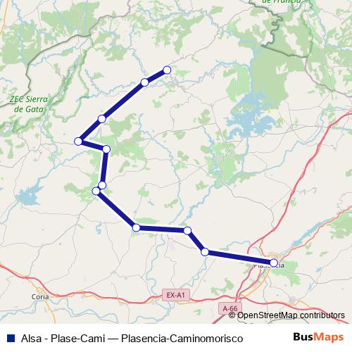 Alsa - Plase-Cami bus Line Map