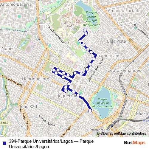 394-Parque Universitários/Lagoa bus Line Map