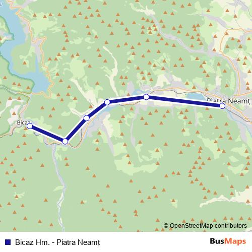Bicaz Hm. - Piatra Neamţ rail Line Map