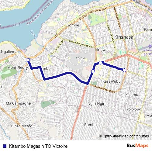 Kitambo Magasin TO Victoire bus Line Map