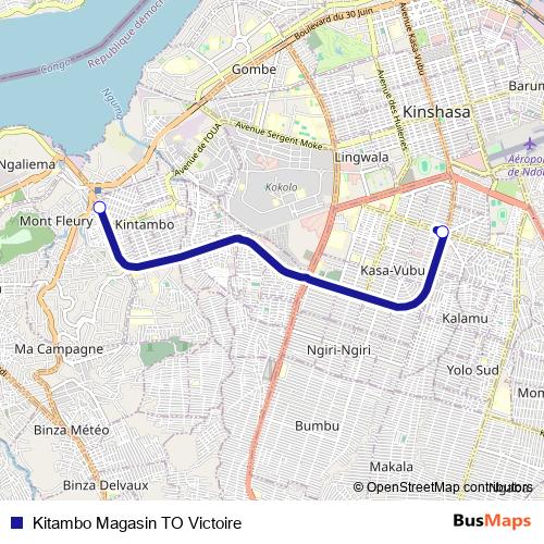Kitambo Magasin TO Victoire bus Line Map