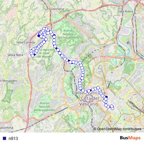n913 bus Line Map