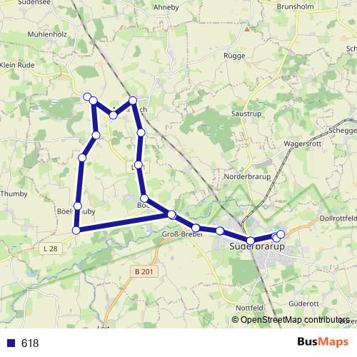 618 bus Line Map